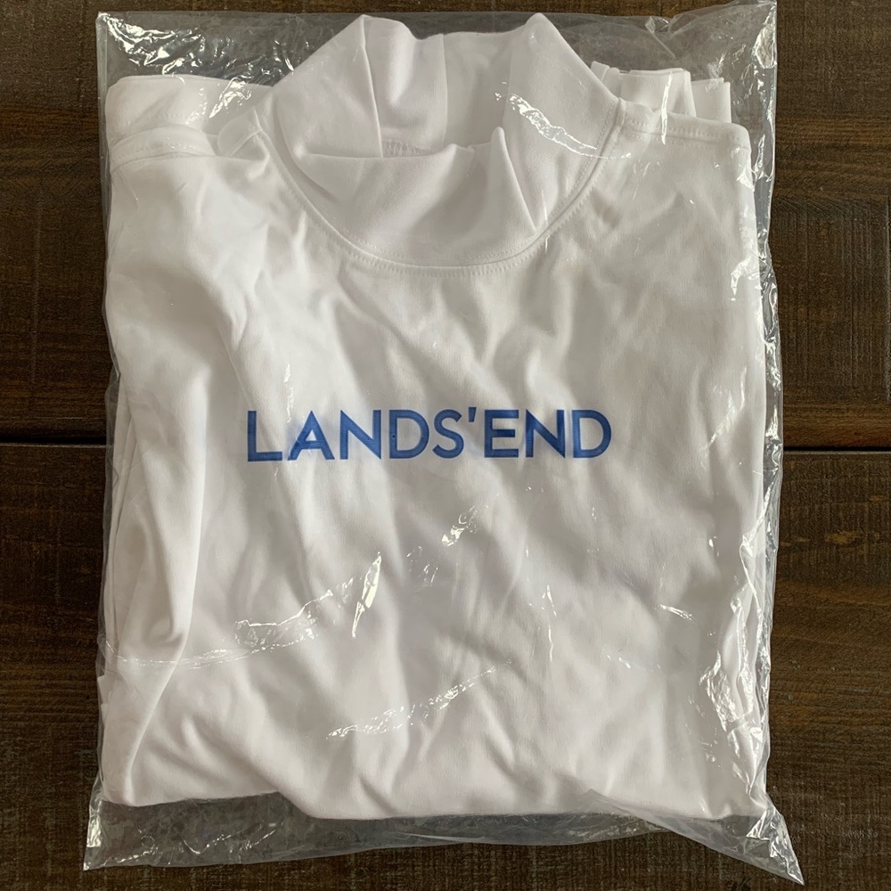 Lands End White Mock Neck